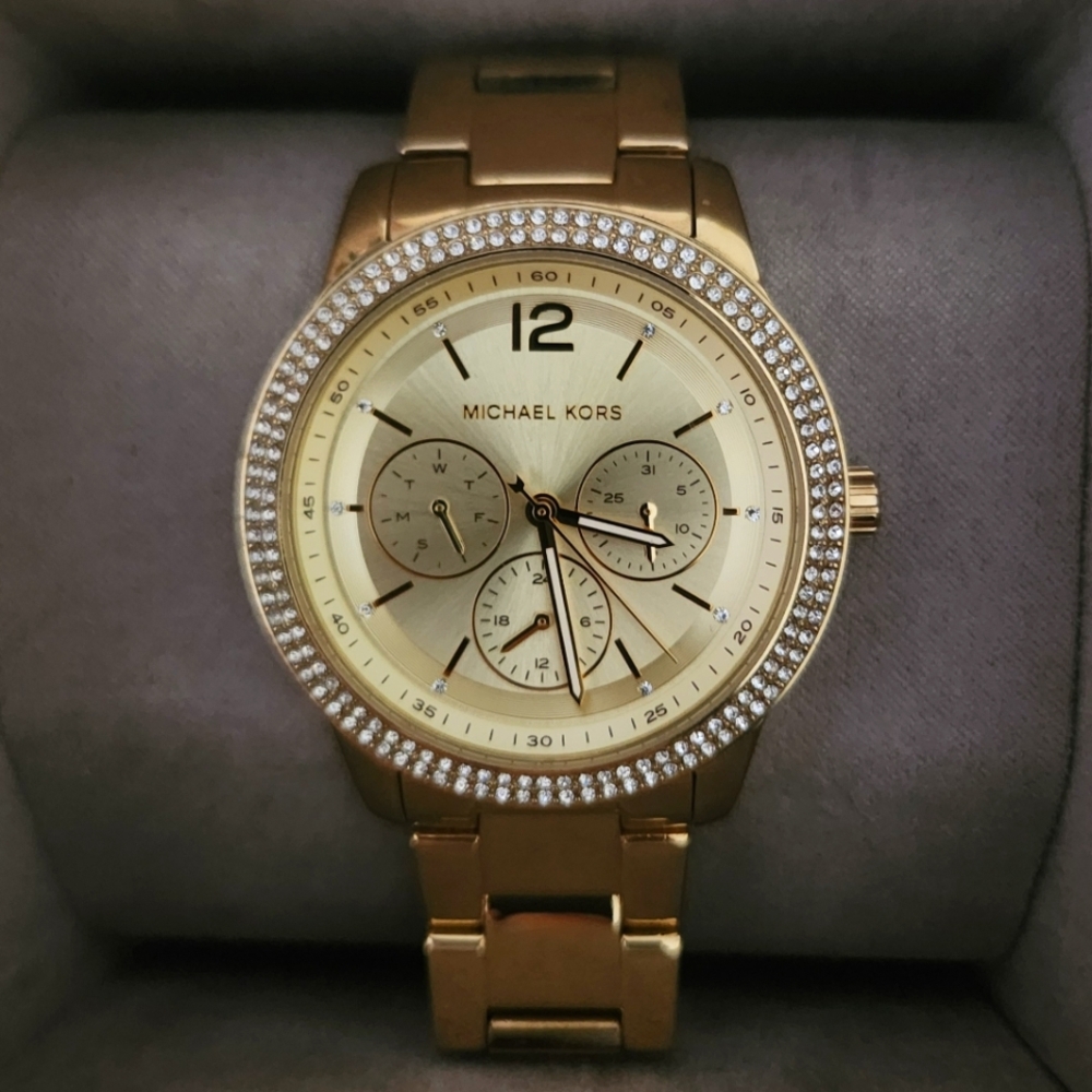 Michael Kors MK6927 Oversized Tibby Pavé Gold-Tone Watch